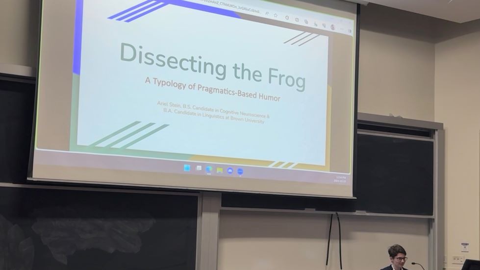 Ariel Stein giving her presentation titled "Dissecting the Frog"