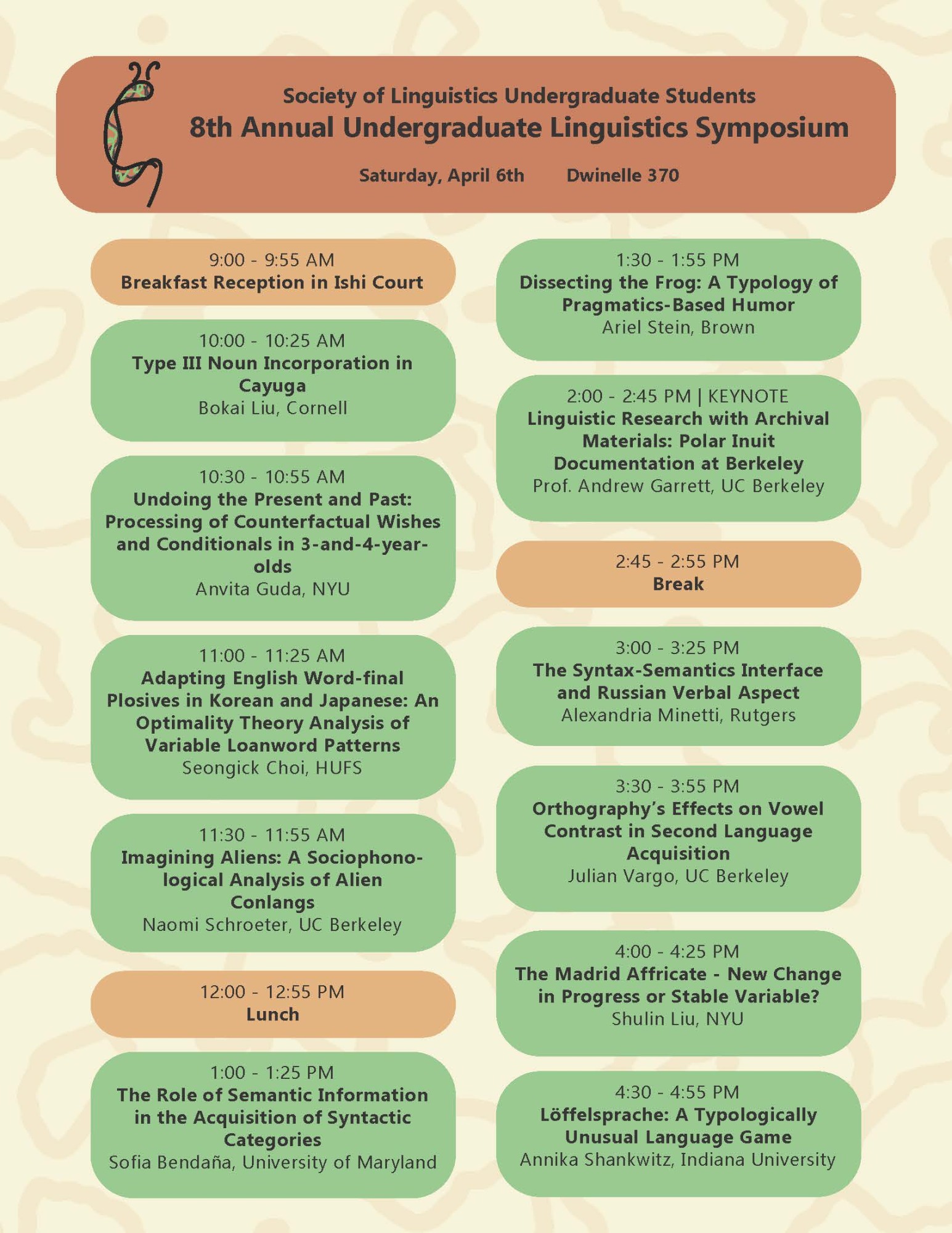 The 8th Annual Berkeley Undergraduate Linguistics Symposium